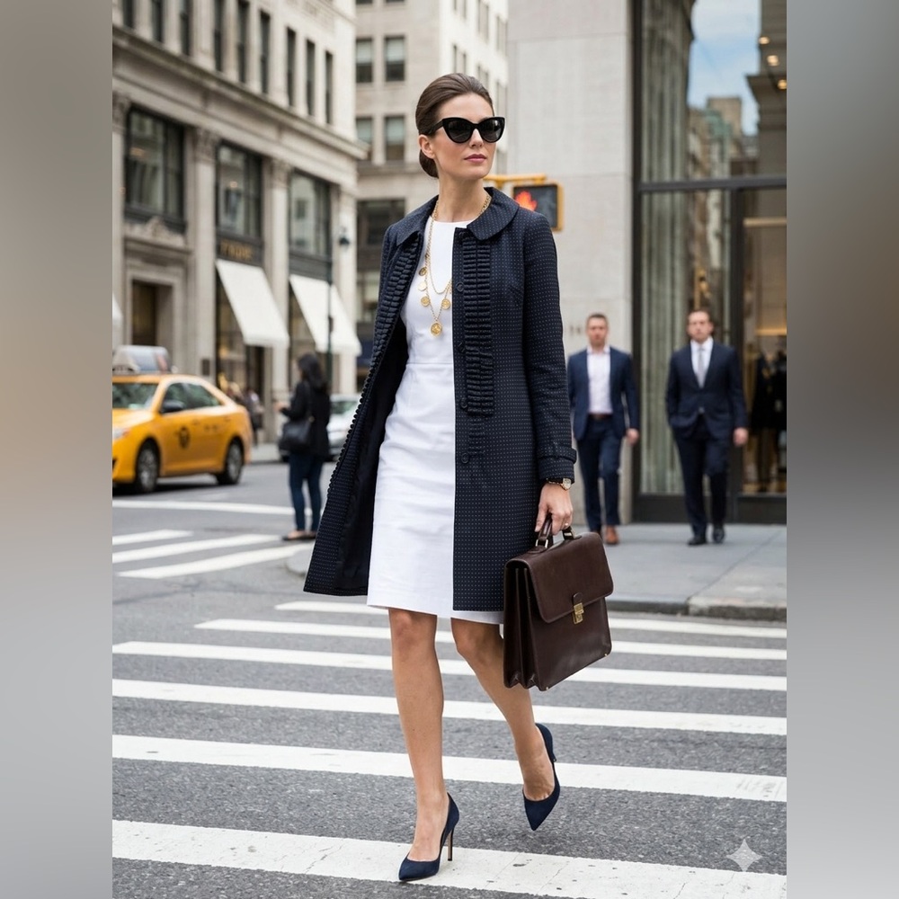 Hale Bob Black and White 100% Cotton Polka Dot Ruffled Collegiate Luxury Coat